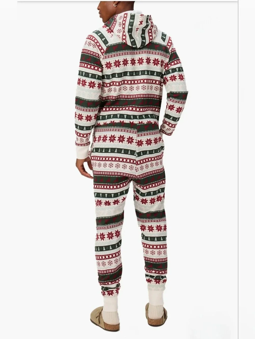Fabletics Fair Isle Festive Holiday Hooded  Sweatshirt Jumpsuit